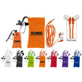 Flat Cord Ear Buds W/ Microfiber Pouch